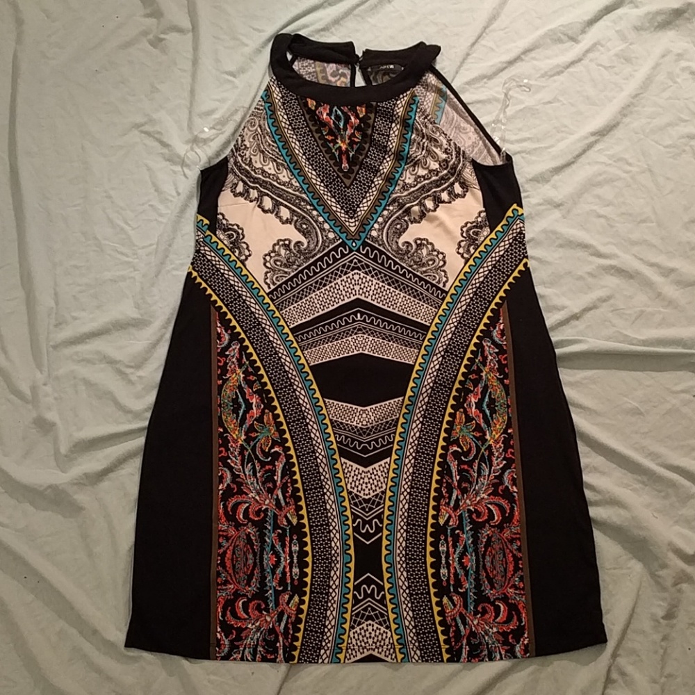 Patterned Halter Mini-Dress